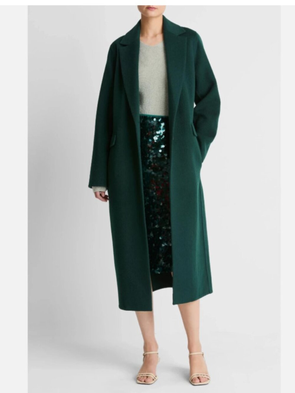 Vince Classic Juniper Single-Breasted Wool Blend Coat